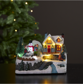 Julepynt LED Winterville Hus Snømann , hemmetshjarta.no