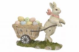 A Lot Decoration - Påskepynt Hare Drar Egg Vogn Polyresin 23x9x20cm , hemmetshjarta.no