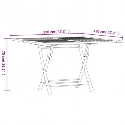 Sammenleggbart spisebord for hage 120x120x75 cm massiv teak , hemmetshjarta.no