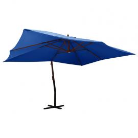Fritthengende parasoll med trestang 400x300 cm asurblå , hemmetshjarta.no