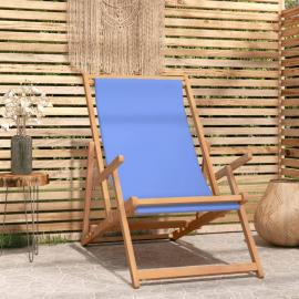 Sammenleggbar strandstol i solid teakblå , hemmetshjarta.no