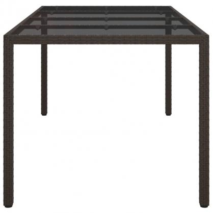 Spisebord for hage herdet glass 190x90x75 cm og kunstrotting brun , hemmetshjarta.no