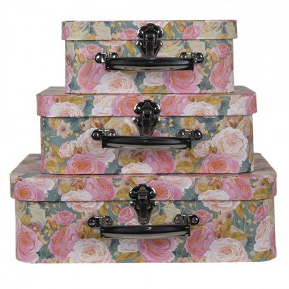 Dekorativ koffert Oppbevaringsboks Rosa 3-pack 30x22x10/25x19x9/20x16x8 , hemmetshjarta.no