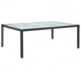 Spisebord for hage 200x150x74 cm sort kunstrotting , hemmetshjarta.no