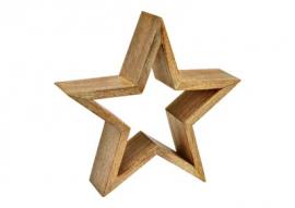 Dekorativ stjerne av mangotre (B/H/D) 34x33x9cm , hemmetshjarta.no