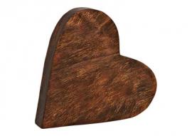 Dekorativt hjerte av brunt mangotre (B/H/D) 23x22x4cm , hemmetshjarta.no