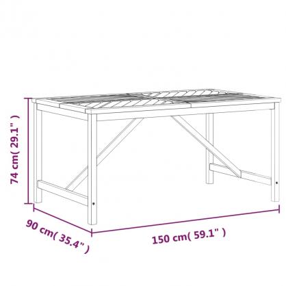 Spisebord for hage 150x90x74 cm heltre akasietre , hemmetshjarta.no