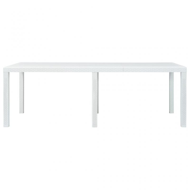 Spisebord for hage 220x90x72 cm hvit kunstrotting , hemmetshjarta.no