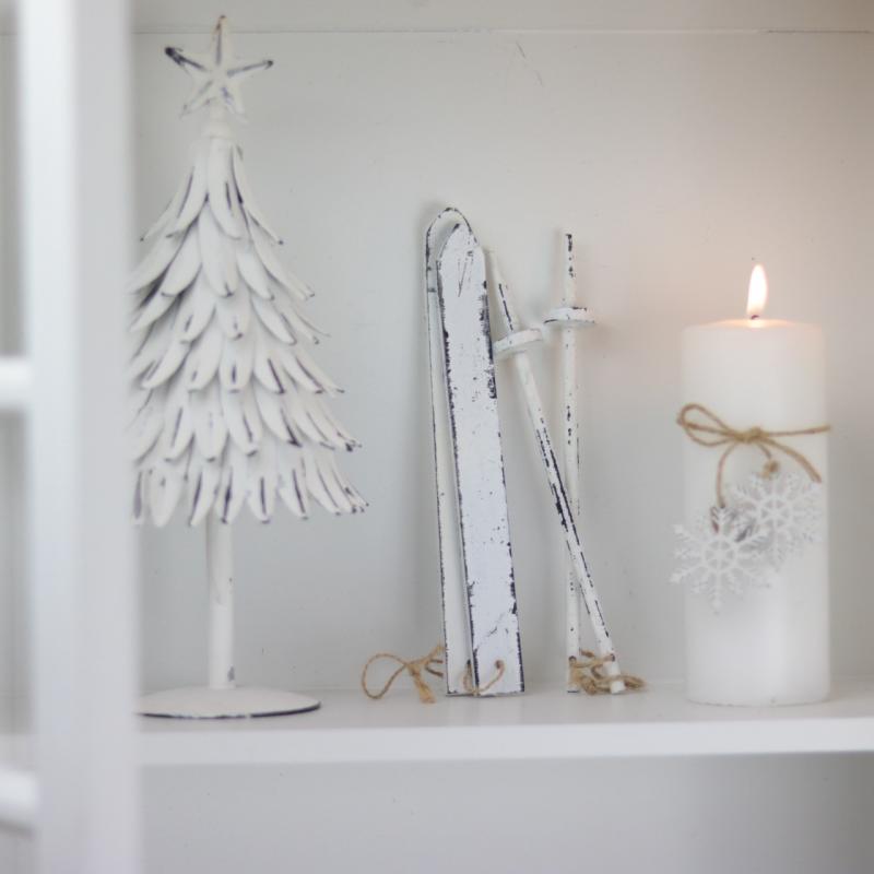 A Lot Dekoration - Juledekorasjon Skisett med naturbnd 20 cm , hemmetshjarta.no