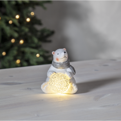 Julepynt LED Isbjrn 11 cm Hvit , hemmetshjarta.no