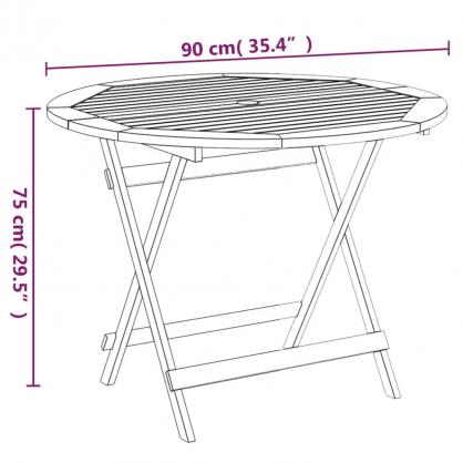 Sammenleggbart spisebord for hage  90x75 cm massivt akasietre , hemmetshjarta.no