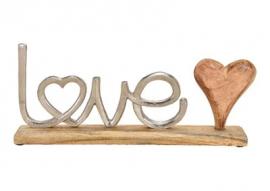 Dekorasjonsbokstaver LOVE metall mangotre hjerte (B/H/D) 40x18x5cm , hemmetshjarta.no