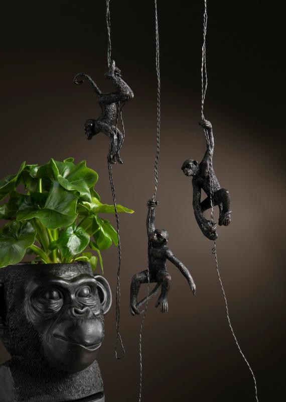 A Lot decoration Monkey Hang Black Poly 9x15cm 3-pack , hemmetshjarta.no