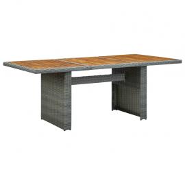 Spisebord for hage 200x100x74 cm lys grå kunstrotting og massivt akasietre , hemmetshjarta.no
