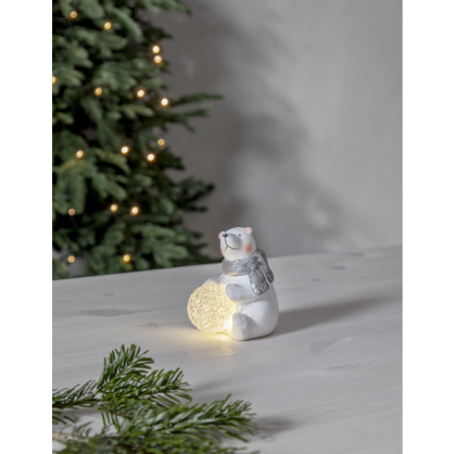 Julepynt LED Isbjrn 11 cm Hvit , hemmetshjarta.no