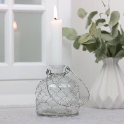 Vase/lysestake Romance med nett 10 cm , hemmetshjarta.no
