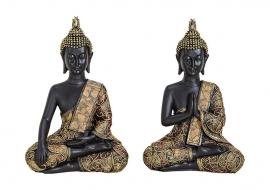 Dekorasjon Buddha svart gull polyresin 2-pack (B/H/D) 14x 21x7 cm , hemmetshjarta.no