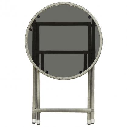 Sammenleggbar bord herdet glass  60x75 cm gr syntetisk rotting og , hemmetshjarta.no