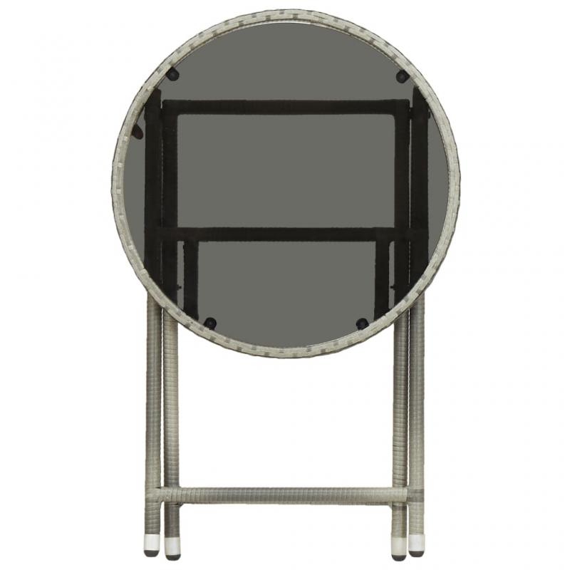 Sammenleggbar bord herdet glass  60x75 cm gr syntetisk rotting og , hemmetshjarta.no