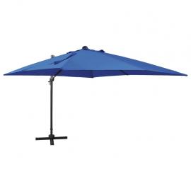 Fritthengende parasoll med stang og LED azurblå 300 cm , hemmetshjarta.no