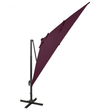 Fritthengende parasoll med stang og LED burgunder 300 cm , hemmetshjarta.no