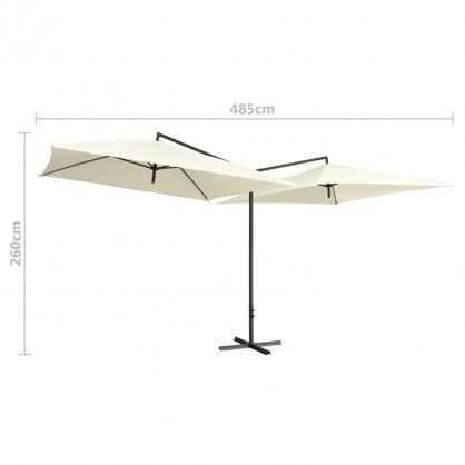 Dobbel parasoll med stlstang 250x250 cm sandhvit , hemmetshjarta.no