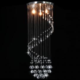 Taklampe med krystallperler sølv spiral G9 , hemmetshjarta.no
