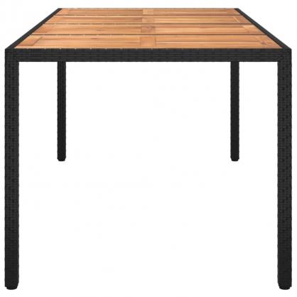 Spisebord for hage 190x90x75 cm kunstrotting og akasietre svart , hemmetshjarta.no