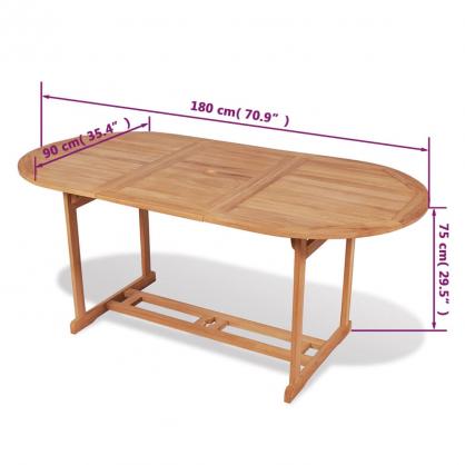 Spisebord for hage 180x90x75 cm solid teak , hemmetshjarta.no