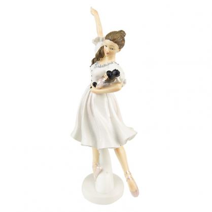 Juledekorasjon Statue Ballerina 25 cm Hvit polyresin , hemmetshjarta.no