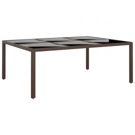 Spisebord for hage 200x150x75 cm med glassplate brun rotting , hemmetshjarta.no