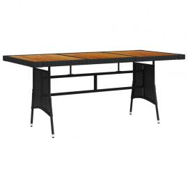 Spisebord for hage 160x70x72 cm sort kunstrotting massiv akasie , hemmetshjarta.no