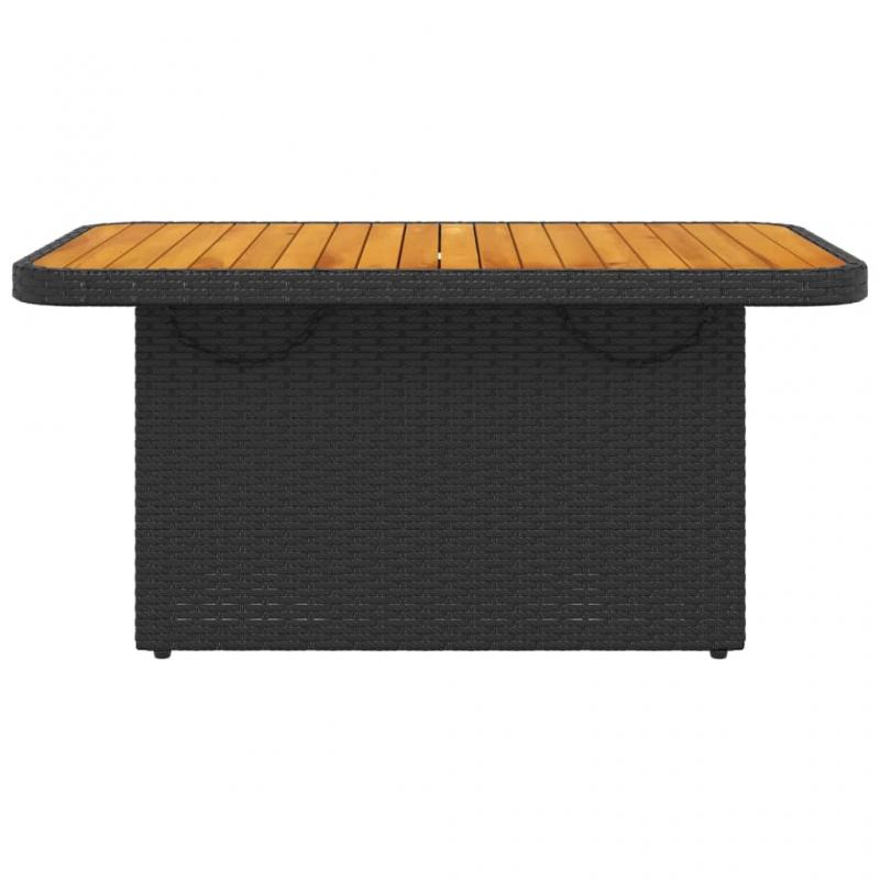 Spisebord for hage 90x55x71 cm sort kunstrotting og akasietre , hemmetshjarta.no