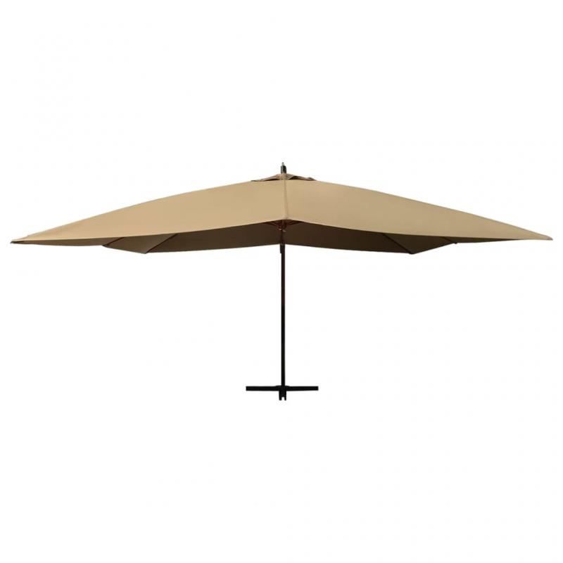 Fritthengende parasoll med trestang 400x300 cm taupe , hemmetshjarta.no