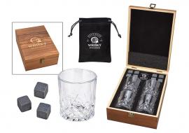 Luksus Whiskysett treboks 8 basaltstein 1 pose 4 glass (B/H/D) 20x10x29cm , hemmetshjarta.no