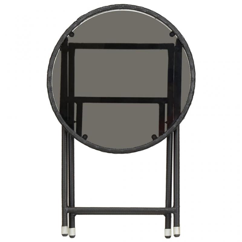 Sammenleggbar bord herdet glass  60x75 cm sort kunstrotting og , hemmetshjarta.no
