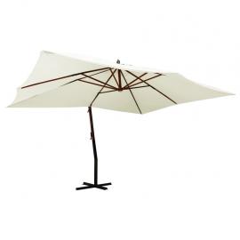 Fritthengende parasoll med trestang 400x300 cm sandhvit , hemmetshjarta.no
