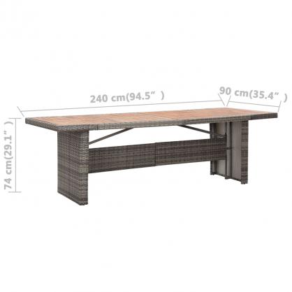 Spisebord for hage 240x90x74 cm kunstrotting og massivt akasietre , hemmetshjarta.no