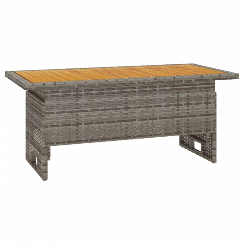 Spisebord for hage 100x50x43/63 cm grtt akasietre og kunstrotting , hemmetshjarta.no