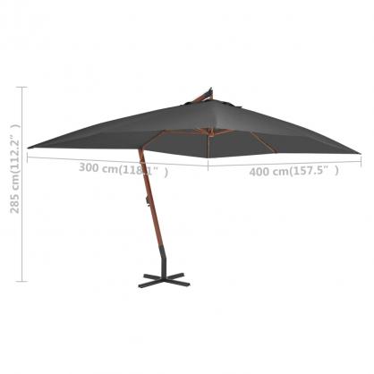 Fritthengende parasoll med trestang 400x300 cm antrasitt , hemmetshjarta.no