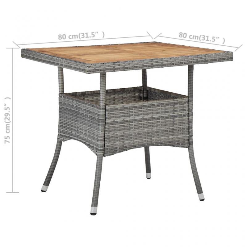 Spisebord for hage 80x80x75 cm gr kunstrotting og solid akasie , hemmetshjarta.no