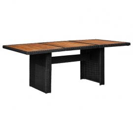 Spisebord for hage 200x100x74 cm sort kunstrotting , hemmetshjarta.no