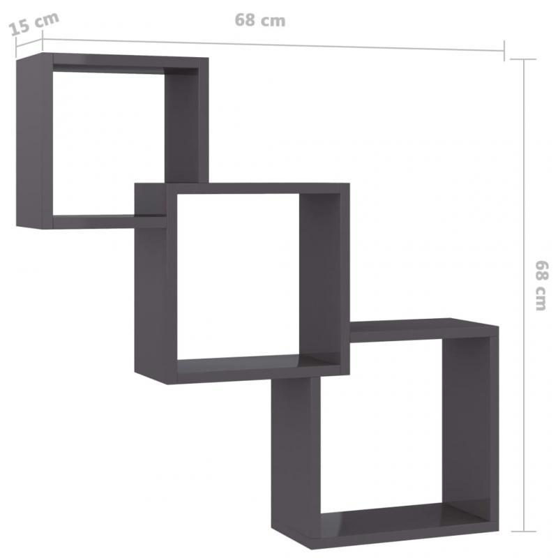 Kubehyller 68x15x68 cm hyglans svart konstruert tre , hemmetshjarta.no