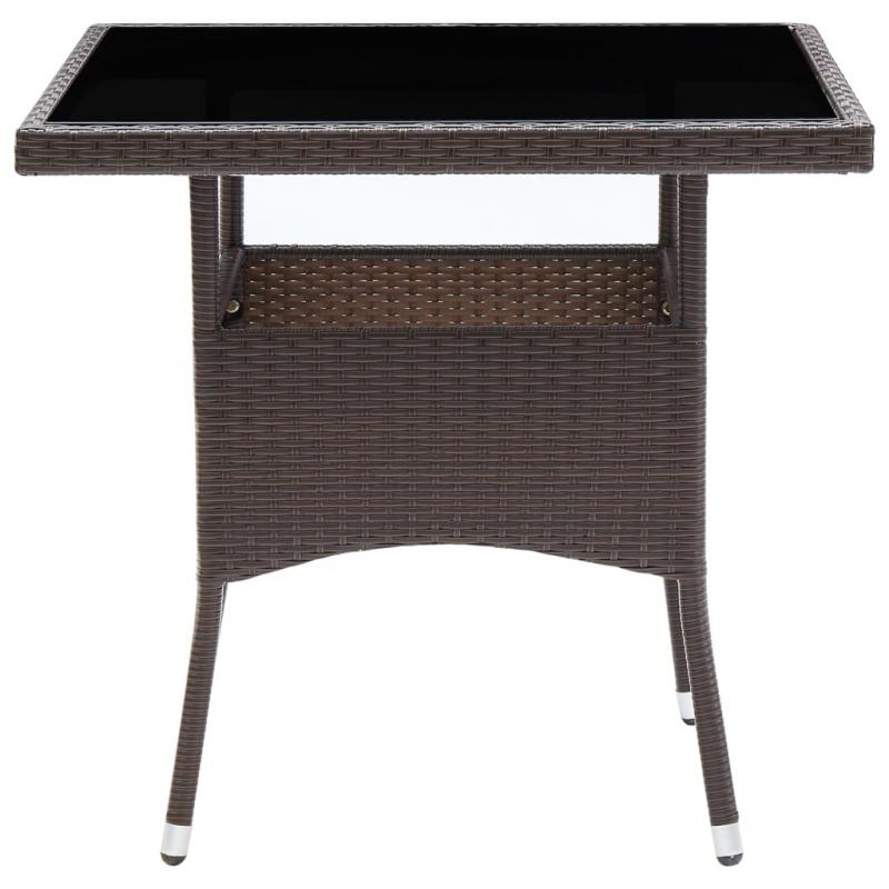 Spisebord for hage 80x80x75 cm brun kunstrotting , hemmetshjarta.no