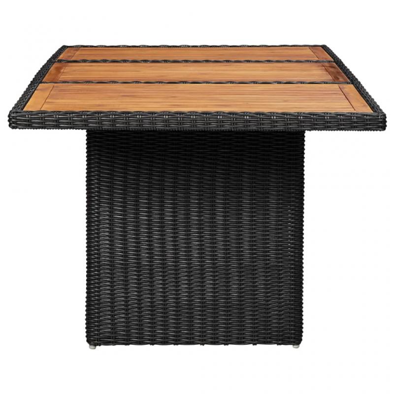 Spisebord for hage 200x100x74 cm sort kunstrotting , hemmetshjarta.no
