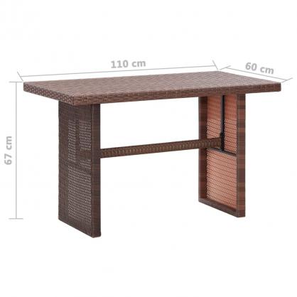 Spisebord for hage 110x60x67 cm brun kunstrotting , hemmetshjarta.no