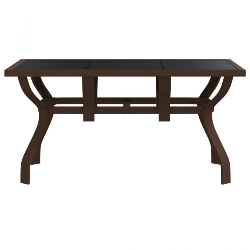 Spisebord for hage 140x70x70 cm brunt stl og glass brunt og sort , hemmetshjarta.no