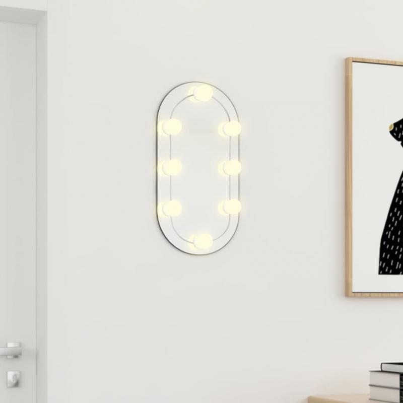 Veggspeil med LED-belysning ovalt 40x20 cm glass , hemmetshjarta.no