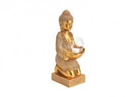 Dekorasjon Buddha gull telysholder polyresin (B/H/D) 13x37x14cm , hemmetshjarta.no