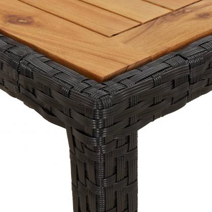 Spisebord for hage 190x90x75 cm kunstrotting og akasietre svart , hemmetshjarta.no